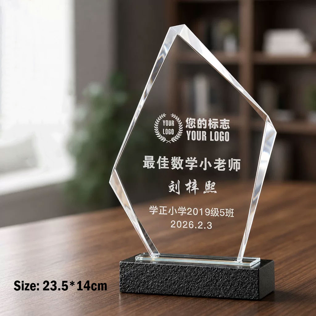 定制K9水晶奖牌 大理石/水晶双底座可选 赛事教师退休纪念表彰奖牌 - k9 crystal plaque marble base 2