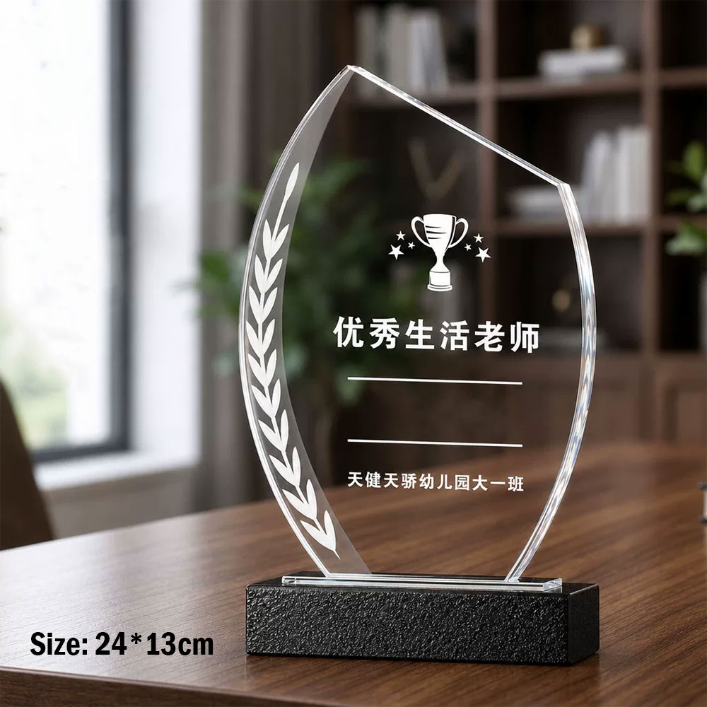 定制K9水晶奖牌 大理石/水晶双底座可选 赛事教师退休纪念表彰奖牌 - k9 crystal plaque marble base 3