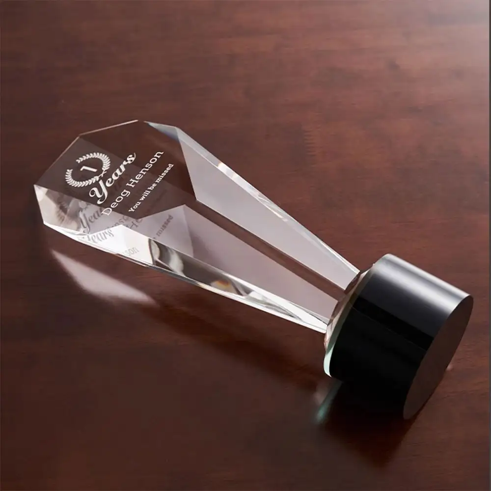 钻石切面 K9 水晶奖杯 喷砂雕刻定制赛事商务颁奖纪念摆件 - k9 crystal trophy sandblasting engraving 8