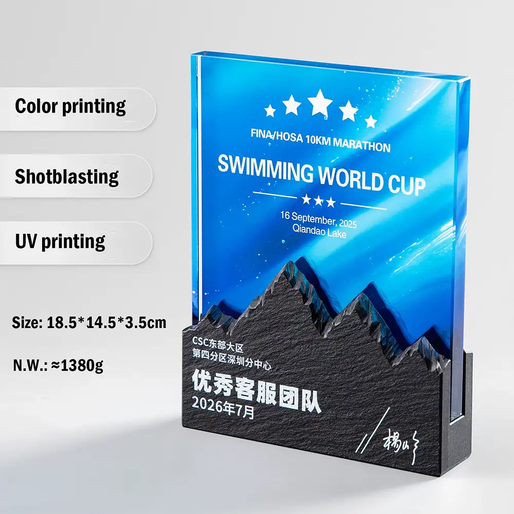 K9 水晶人造岩石底座奖杯 企业团队赛事荣誉纪念牌定制 - K9 Crystal Trophy with Artificial Rock Base 1