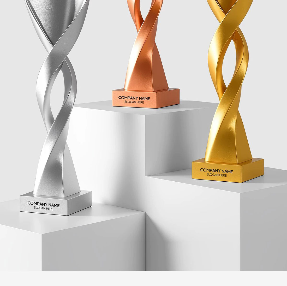 螺旋振翅金属奖杯定制 金银铜三色优秀员工年会颁奖纪念摆件 - twisted metal trophy 1 1
