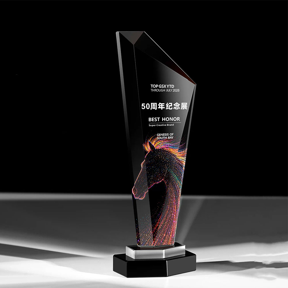 切面水晶奖杯定制 企业年会彩印奖牌 优秀员工颁奖纪念奖杯 - crystal trophy 12