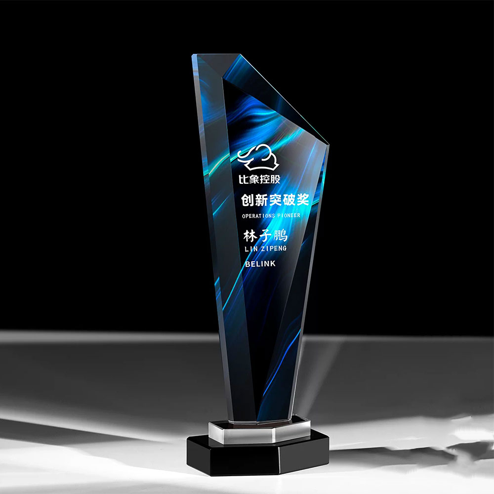 切面水晶奖杯定制 企业年会彩印奖牌 优秀员工颁奖纪念奖杯 - crystal trophy shot blasting 8